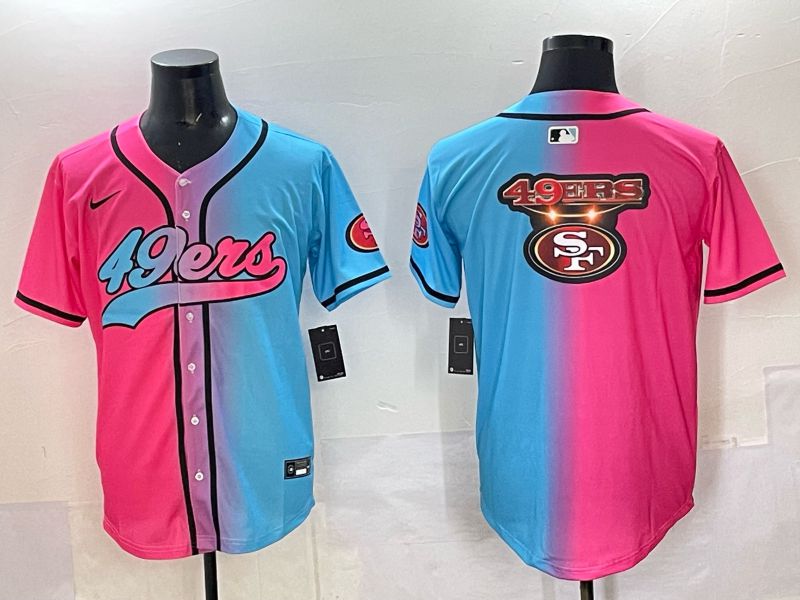 Men 2025 San Francisco 49ers Blank Blue pink Nike Limited NFL Jersey style 020